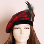 Beret, Ladies, With Feather, Ross Tartan